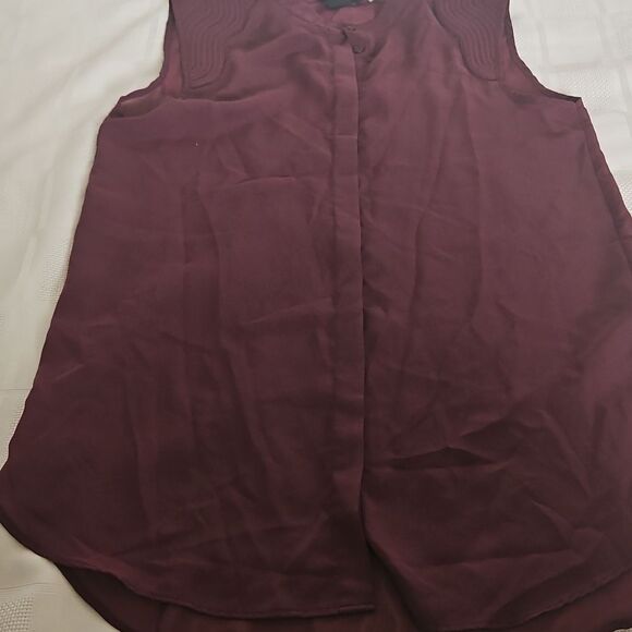 H&M Sheer Sleeveless Button-Down Summer Top Size 2 Burgandy - Picture 16 of 16